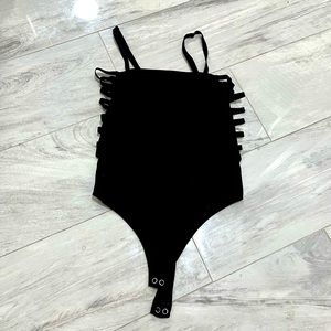 Stretchy Black Bodysuit with side detail